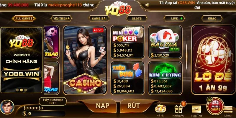 Top 3 sảnh game được yêu thích nhất YO88